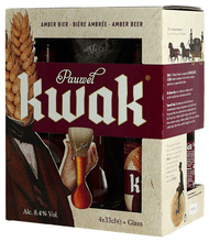 Brouwerij Bosteels Kwak Gift set Belgian tripel 8.7% 4x 330ml bottles & glass and stand set