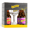 Kasteel Fruit Beer Gift Set Belgian Cherry and Raspberry Beer 7-8% 4x 330ml bottles and glass set