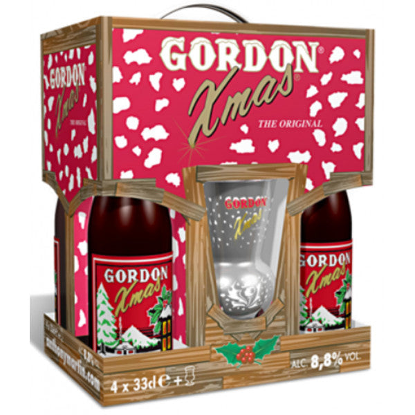 John Martins Brewery Gordons Christmas Gift Set Christmas Belgian Ale 8.8% 4x 330ml bottles and glass