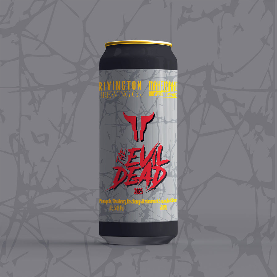 Rivington Brewing Co X Makemake Brewing Evil Dead 2025 Raspberry, Blackberry, Blackcurrant & Pineapple Smoothie Sour 5% 500ml can