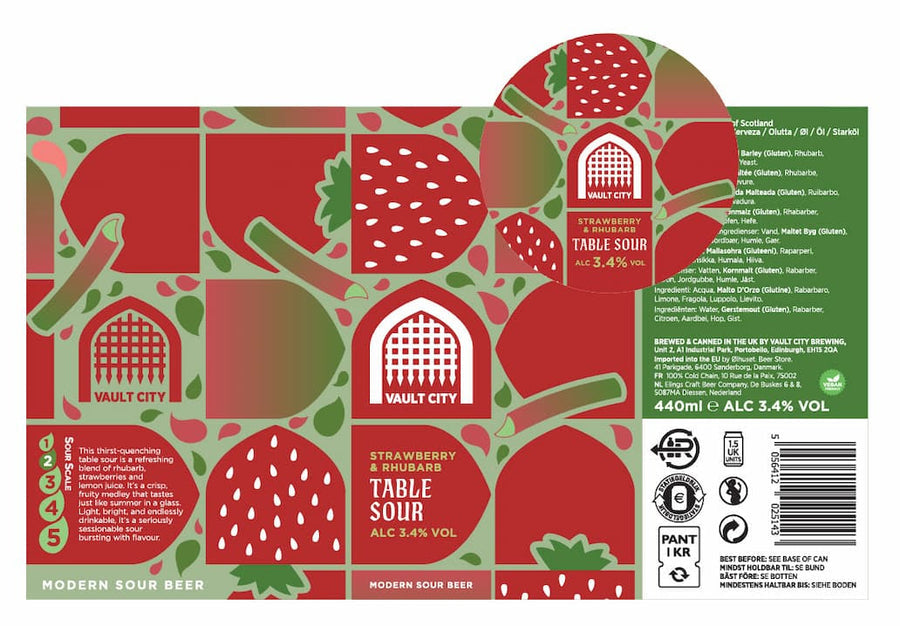 Vault City Strawberry & Rhubarb Table Sour 3.4% 440ml can