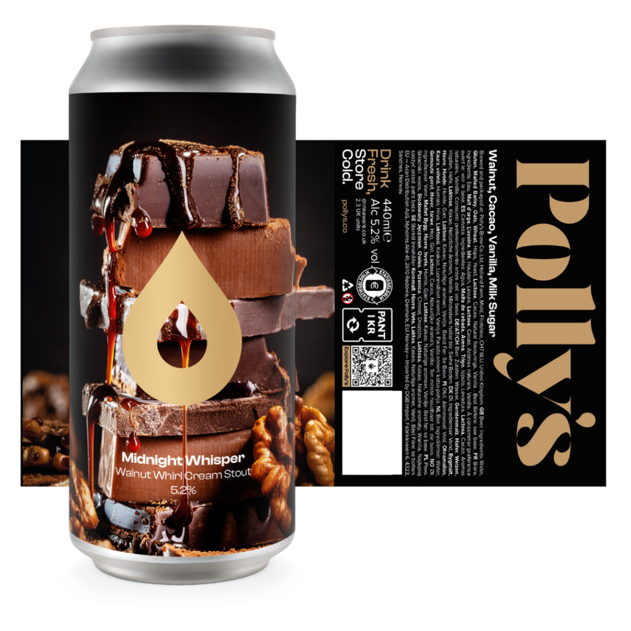 Pollys Brew Co Midnight Whisper Walnut Whirl Cream Stout 5.2% 440ml can