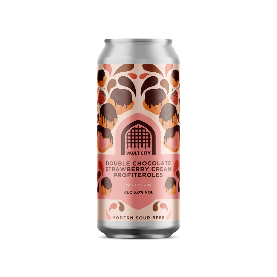Vault City Brewing Double Chocolate Strawberry Cream Profiterole Sour 5% 440ml can