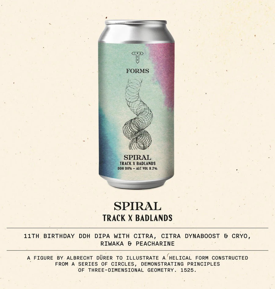 Track Brewing Co X Badlands Brewing Company Spiral DDH Dipa 8.2% 440ml can
