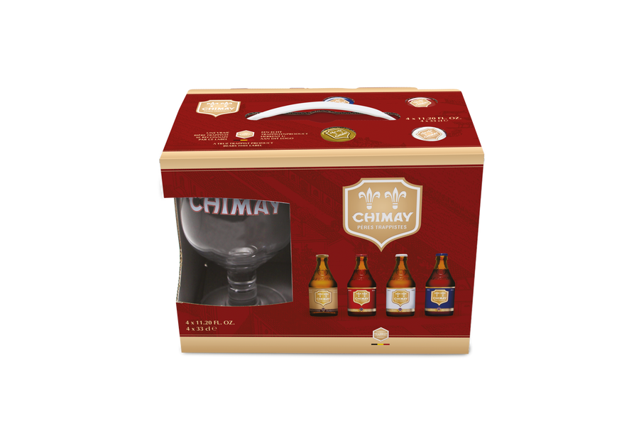 Bieres de Chimay Gift Set Belgian Ales 4x 330ml bottles and glass set