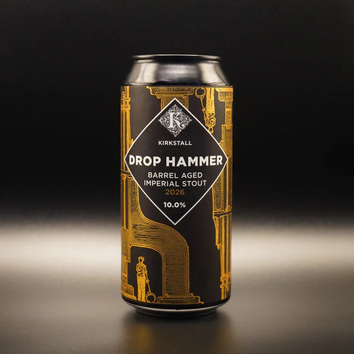 Drop Hammer BA 2026 Kirkstall Brewery Whiskey Bourbon Rum & Rioja Barrel Aged Imperial Stout 10% 440ml can