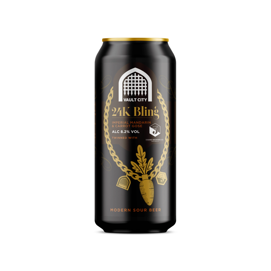 Vault City X 3 Sons Brewing 24k Bling Imperial Mandarin and Carrot Sour 8.2% 440ml can