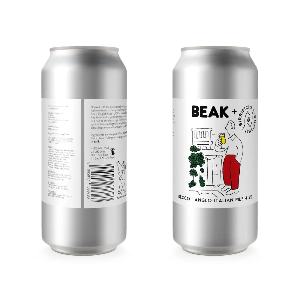 Becco Beak Brewery X Birrificio Italiano Anglo-Italian Pils, 4.8%, 440ml Can