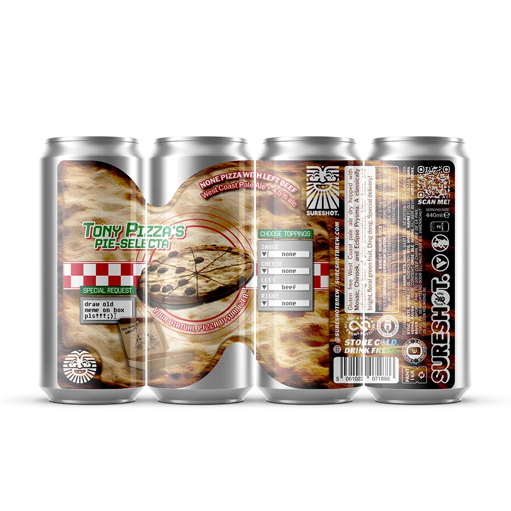 None Pizza With Left Beef Sureshot Gluten Free West Coast Pale, 4.5%, 440ml Can